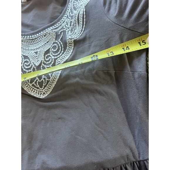 BODEN DRESS SCOOP NECK GRAY JERSEY EMBROIDERY KNEE LENGTH 3/4 SLEEVES SIZE 4 L - Picture 7 of 8